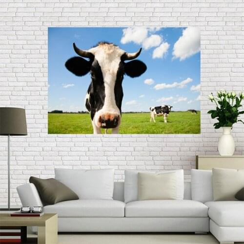 New arrival Custom Cow Canvas Painting Poster Home Decor Cloth Fabric Wall Art Poster for Living Room
