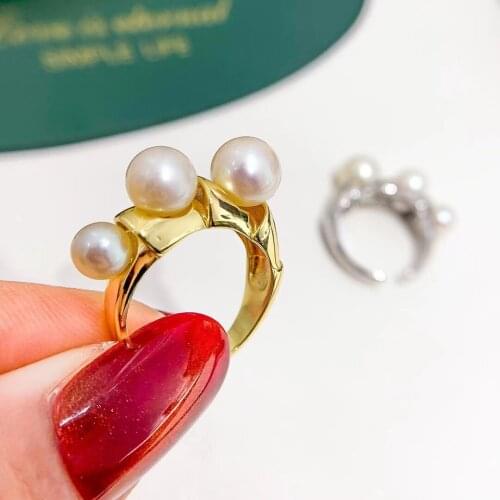 New 925 Sterling Silver Ring Finger Ring Base Settings Adjustable Ring Findings Jewelry Parts Fittings Accessories for Pearls