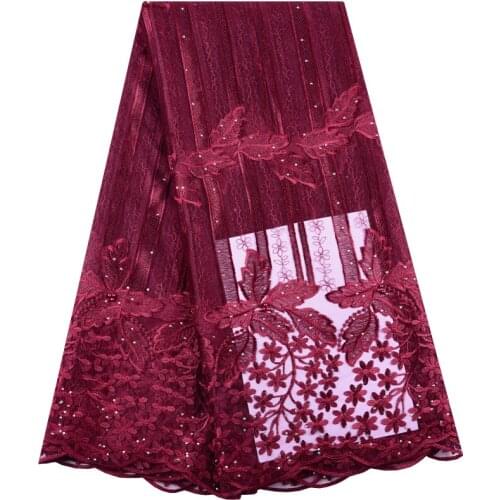 New Designs Bridal Lace Fabric High Quality African Handmade Beads Lace Fabric Embroidery French Lace Fabric For 5 Yards 1430