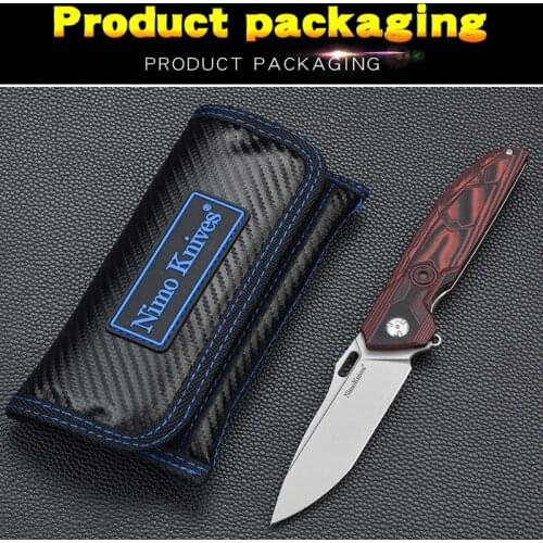 Nimo Knives Portable Quick-Opening High Hardness Folding Kinfe D2 Blade Vicissitudes Stone Washing G10 Handle Outdoor EDC Tool