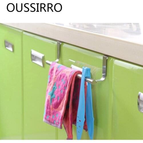 Stainless Steel Single Pole Towel Rack Multifunctional Bathroom Hanger Kitchen Cabinet Doorback Hanger High Quality Strong