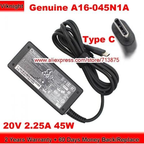 Genuine Chicony A16-045N1A 45W Charger 20V 2.25A AC Adapter A18-045N1A for Acer CHROMEBOOK R 11 N16Q10 13 2-EN-1 CB R751T-C4XP