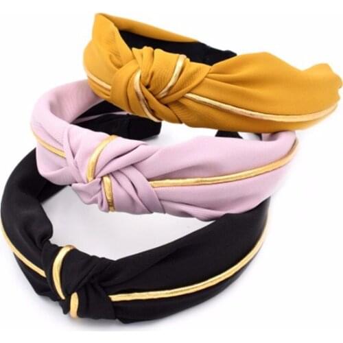 1pc New Phnom Penh Knotted Headband Fabric Stripe Hit Color Headband Simple Cloth Headband Cross Cotton Soft Turban Seaside Girl