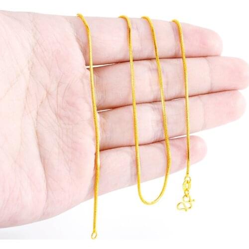 Simple Female 18K Gold Necklace Water Wave Chain Fine Jewelry Snake Bone Clavicle Necklaces for Women Girlfriend Birthday Gifts