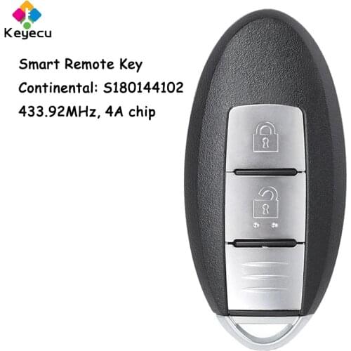 KEYECU Smart Remote Key With 2 Buttons & 433.92MHz & 4A Chip - FOB for Nissan Qashqai 12/2013-2017 Pulsar X-Trail S180144102