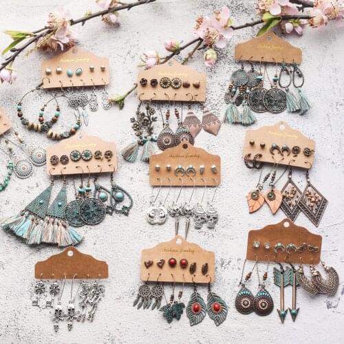Sundry Bundles of 2020 Fashion Women Vintage Boho Earrings Dangler Eardrop Sets Jewelry Accessories