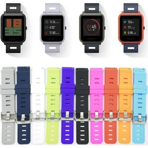Silicone Watch Strap for Xiaomi Huami Amazfit Bip Bit Band 20mm Correa for Amazfit bip Bracelet Wrist Band Samsung gear S2 Belt