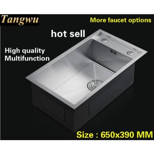 Free shipping Apartment kitchen manual sink single trough high quality 304 stainless steel luxury hot sell 65x39x21 CM