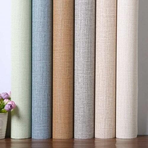 Self Adhesive Solid Color Wallpaper Modern Flax Texture PVC Waterproof Wall Sticker Living Room Study Home Decor Papel De Parede