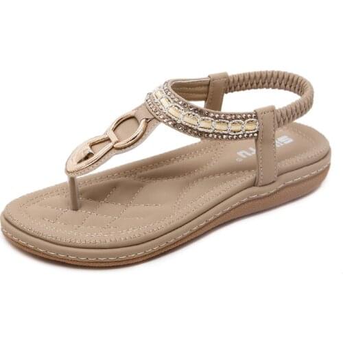 Women flats sandals 2021 comfortable casual summer shoes woman string bead flip flop beach sandals women shoes