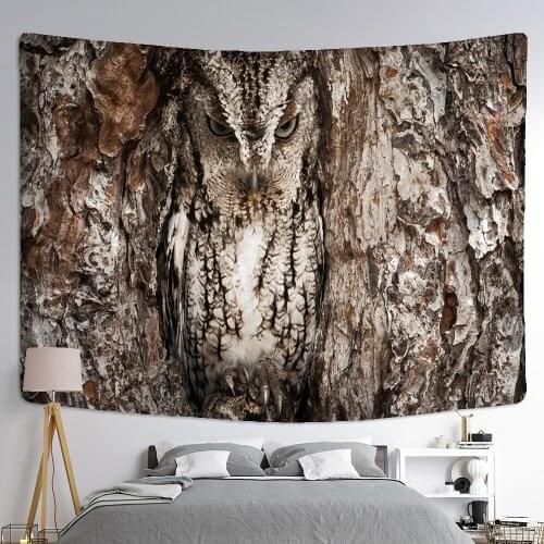 Owls In Trees Tapestry Wall Hanging Psychedelic Mysterious Hippie Bohemian Natural Art Table Mat Printed Home Decor