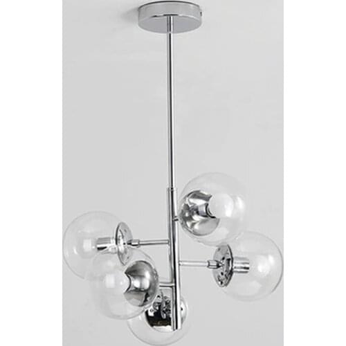 Post Modern Led Chandelier Nordic Lighting Dining Room Bedroom Iron Glass Ball Lampshape Design Chrome Silver Lusters