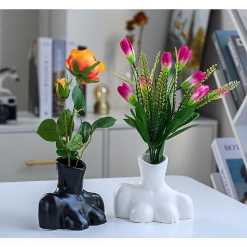 Vase Home Decor Living Room Decoration Decor Vase Ceramic Flower Pot Human Art Sculpture Statue Desktop Flower Decoration