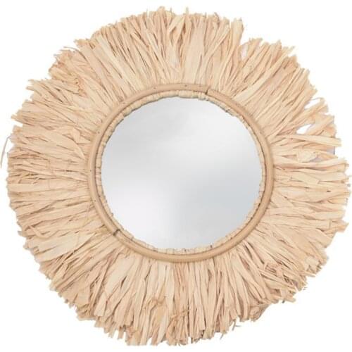 Handmade Knitting Boho Mirror with Braided Binding Frame Boho Decor Style Decorative Mirrors Art Home Ornament Home Decor