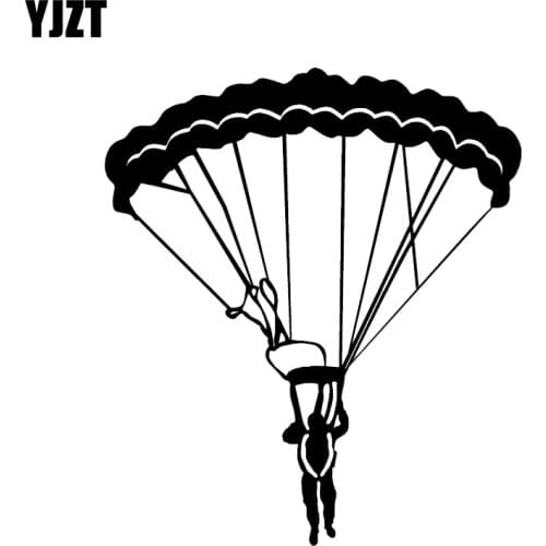 YJZT 13.4*15.2CM Coolest Skydiver Parachute Extreme Sports Decor Car Sticker Silhouette Vinyl C12-0733