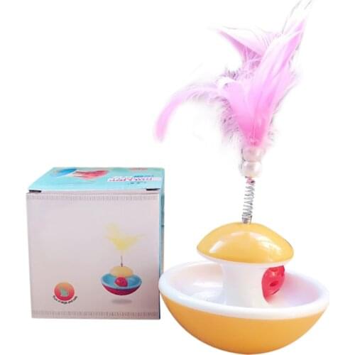 Cat Funny Spring Bell Interactive Tumbler Toy Cat Teaser Toy Pet Play Toy Funny Cat Feather Spring Does Not Fall Creative Toy