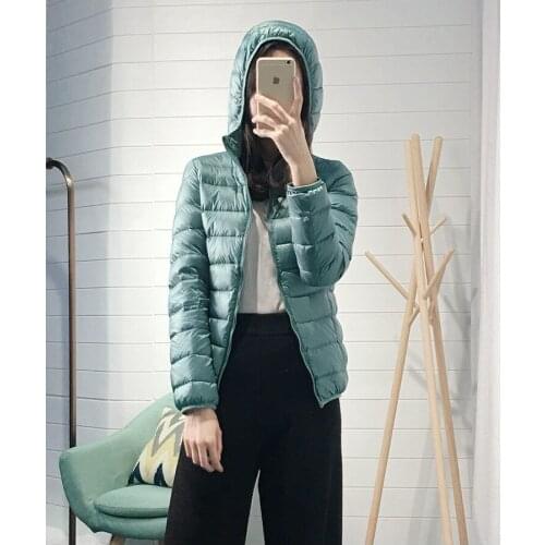 Female Portable Hooded Outwear Winter Womens Down Jackets S-7Xl Ultra Light White Duck Down Jackets Long Sleeve Warm Coat Parka