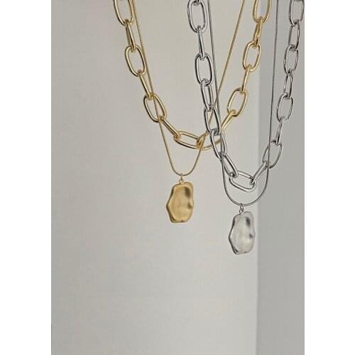 2021 Trend Jewelry Punk Multilayer Gold Chunky Chain Choker Necklace For Women Fashion Irregular Round Necklace chains jewelry