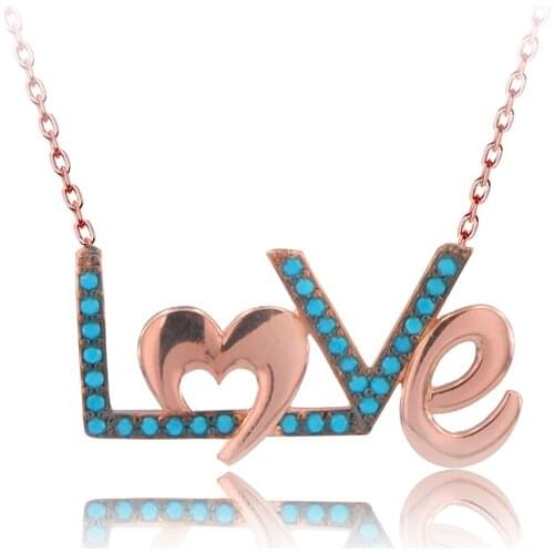 Hot Sale Love Trendy 925 Silver Turkish Jewelry Zircon Fashion Heart Lover Necklace For Women Valentines Day Luxury Designer