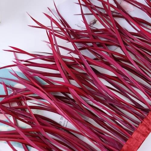 1meter Goose Feathers Tassel Trim 6-8 inches Dyed Feather Ribbon Sewing Crafts Skirt Dress Decoration Accessories