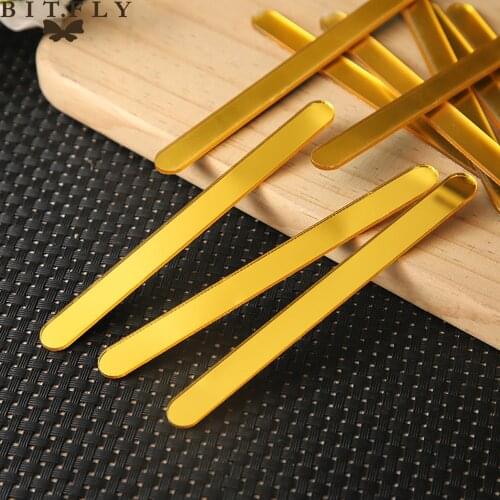 10pcs Cake sicle Stick Acrylic Cake Topper Gold Mirror Ice Cream Stick Wedding Cupcake Topper for Birthday Party Cake Decoratio