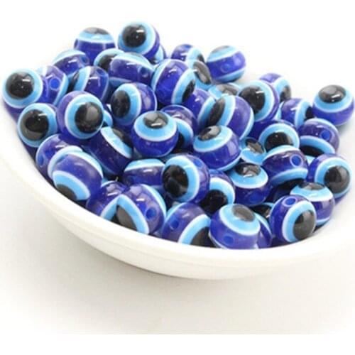 100PCS 6/8/10mm Oval Beads Evil Eye Resin Spacer Beads for Jewelry Making Hand DIY Bracelet Beads