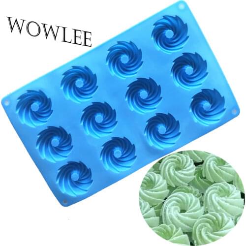 12 cavity Silicone Cake Decorating Moulds Swirl Shape Cookie Mold Pudding Ice Cream Baking Pan Pastry Tool