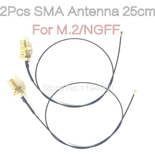 2Pcs 19CM 7.4" RP-SMA Male to IPEX I-PEX U.FL MHF4 RF Pigtail Cable for NGFF/M.2 WIFI WLAN 3G 4GModules Wireless router 0.81mm