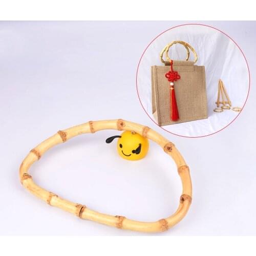 2pcs Bag Handle, D shape Bamboo Handle Making Bags Craft, Bag Accessories For DIY