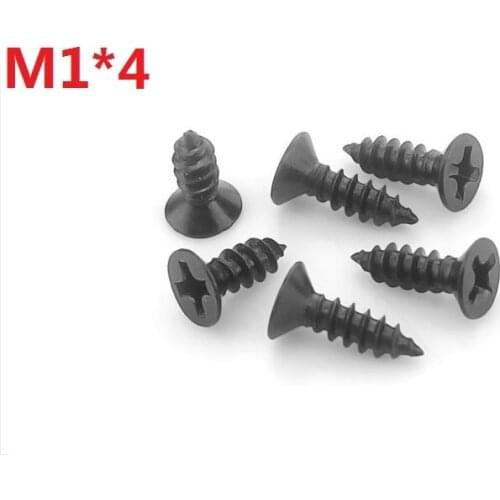 2000Pcs M1*4 M1X4 Hard BK flat head Phillips drywall screw Cross Bolt Screw Countersunk Head Self tapping Electronic Screw