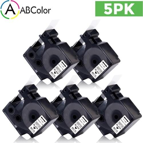 5PK 24mm Tape For Dymo D1 Label Tape 53713 Black on White Tape Cassette 53713 Printer Ribbon For DYMO LabelManager 400 450