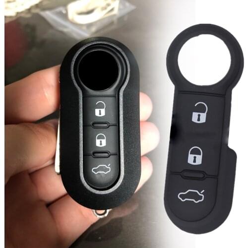 Black Rubber Key Remote 3 Button Rubber Button Pad For Fiat 500 Panda Abarth Punto 3 Button Remote Car Key Pad
