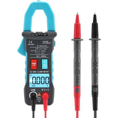 ZOTEK ZT-QB1 Digital Clamp Meter Multimeter True-RMS Peak Hold Auto Range AC/DC Volt AC Amp Ohm NCV Continuity Tester