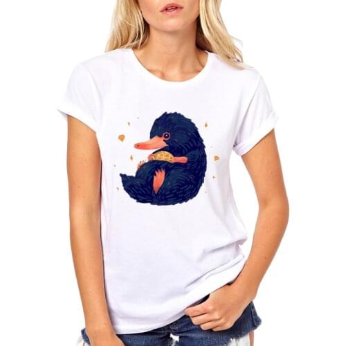 NIffler Personalized Women Printing O-Neck Short White Tee shirt Woman Cute aniaml Fashion Hip Hop T Shirt