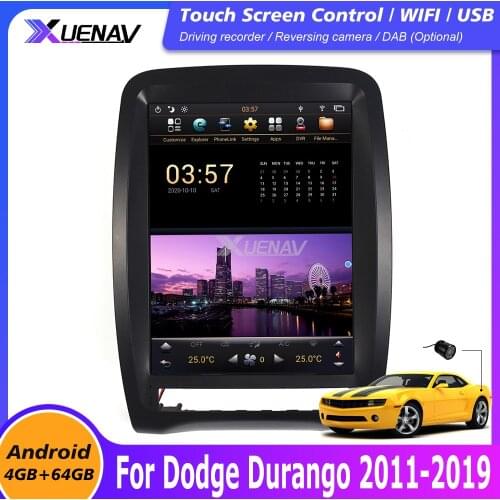 For Dodge Durango 2011-2019 GPS Navigation Headunit Audio FM/AM Radio DVD Player 12.1 Inch Android Tesla Vertical Screen