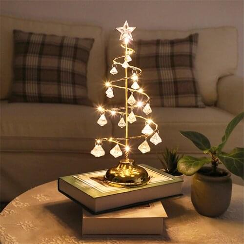 Crystal Christmas Tree Christmas Lights Fairy Lights Night Light for Bedroom Wedding Christmas Ornaments Led Lighting Home Decor