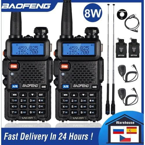UV-5R Baofeng Walkie Talkie Set 10KM UV5R CB Radio Receiver Station 2PCS Two-way Radio Dual Band VHF UHF Amateur FM Transceiver
