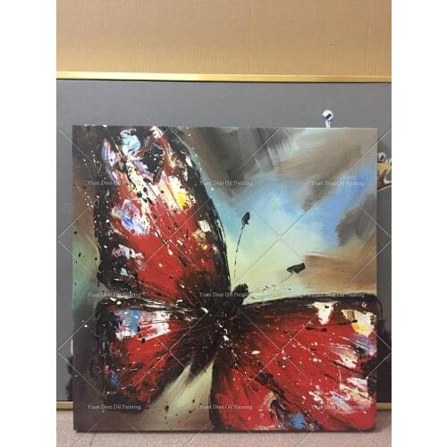 Red And Black Cool Butterfly 100% Handmade Wall Painting Butterfly Art Oil Painting On Canvas Animal For Living Room Decoration
