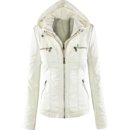 Women Faux Fur Leather White Pu Coat Long Sleeve Large Size 3xl 4xl 5xl 6xl 7xl Girls Winter Jacket Female Windbreaker Fashion