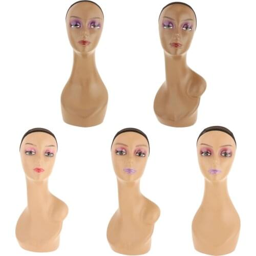 Female Realistic Mannequin Model Head Wig Head Manikin shoulder Bust Stand for Wig Cap Jewelry Hat Display Hair Training Head
