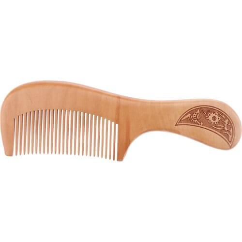Massage Detangle Comb Handmade Carving Natural Wood Antistatic Hair Combs