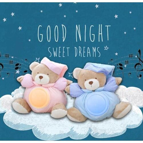 25cm Kawaii Teddy Bear Musical Light Plush Dolls Pat Lamp Sleeping Comfort LED Night Light Appease Bear Toys for Children Gifts