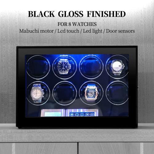 New Watch Winder box for 8 Automatic Watches, LCD touch control with TPD mode, Watch Shaker