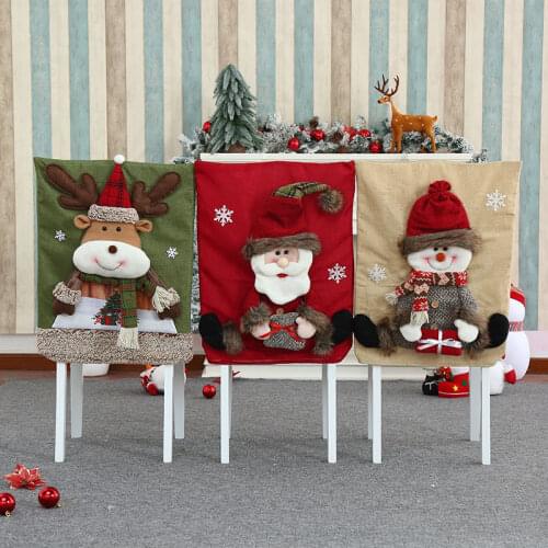 New thickened Christmas cartoon flannel stereo chair cover Christmas festive home decoration supplies seat stretch chair cover