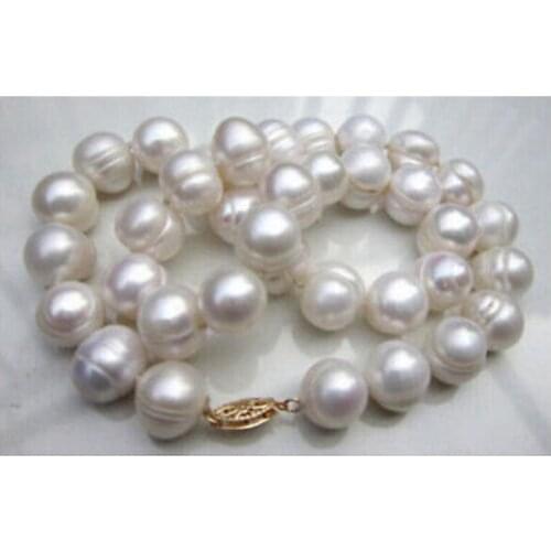 HUGE AAA+ 10-11MM South Sea White Baroque Pearl Necklace 18"