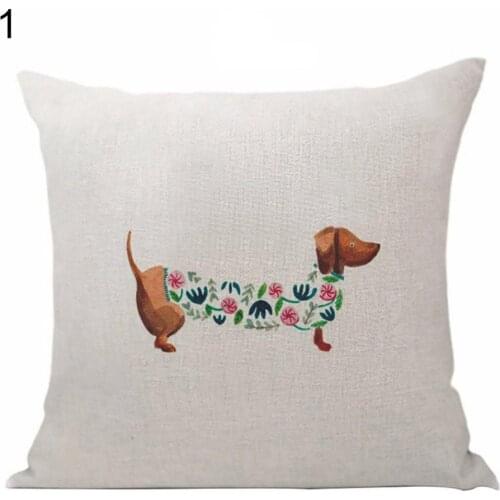 Lovely Sausage Dog Pillow Case Linen Waist Cushion Cover Cafe Home Car Sofa