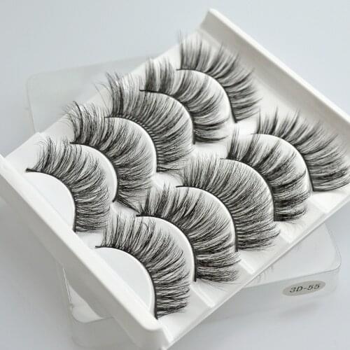 5 Pairs Multipack 5D Soft Mink Hair False Eyelashes Handmade Wispy Fluffy Long Lashes Nature Eye Makeup Tools Faux Eye Lashes