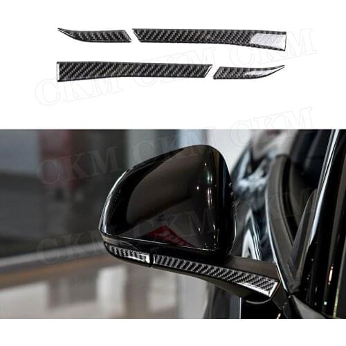 Carbon Fiber Car Side Rearview Mirror Base Trim Cover Mouldings Stickers For Ford Mustang 2015 2016 2017 LHD Car Styling