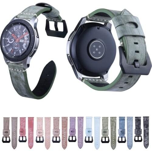 22mm Oil Wax Genuine Leather Strap For Samsung Gear S3 Frontier/Classic Galaxy Watch 46mm Replacement Watchband Band Bracelet