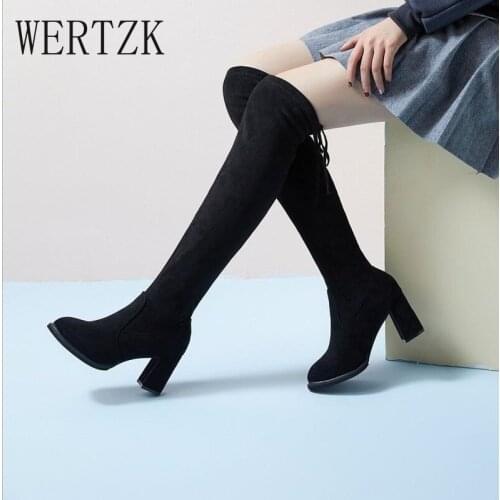 Long Female Stretch Riding Boots Winter Warm Med Heels Night Club Shoes Woman Sexy Women Over The Knee High Boots